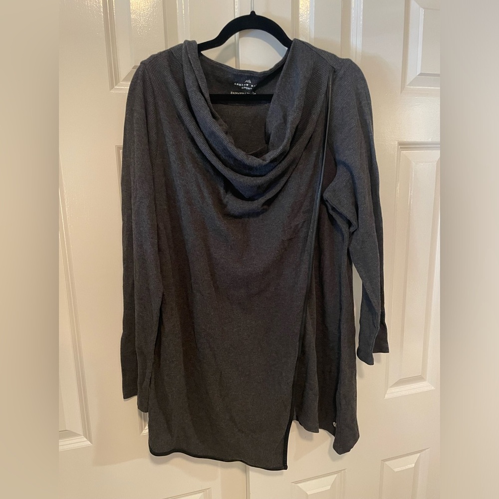 Andrew Marc Sport Waffle Knit Draped Shirt, 2X